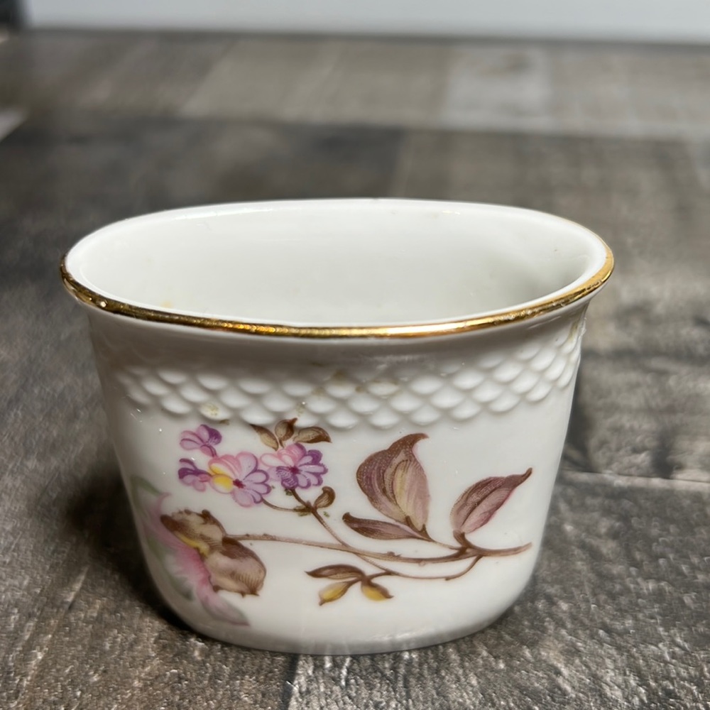 Vintage Thomas R Miniature Oval Vase Hand Painted Gold Rim Made Germany